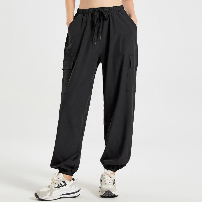 Pantalones deportivos sueltos finos atados al tobillo para mujer, pantalones de yoga deportivos para correr