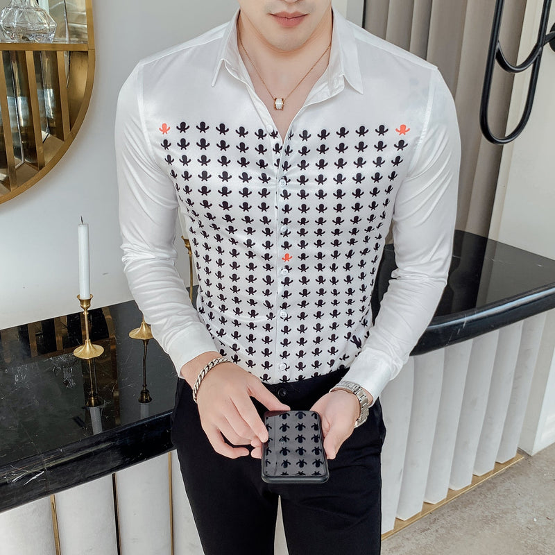 Slim Patterned Long Sleeve Shirt