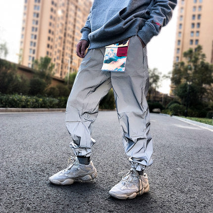 hip-hop brand reflective Draw String beam pants men sweatpants