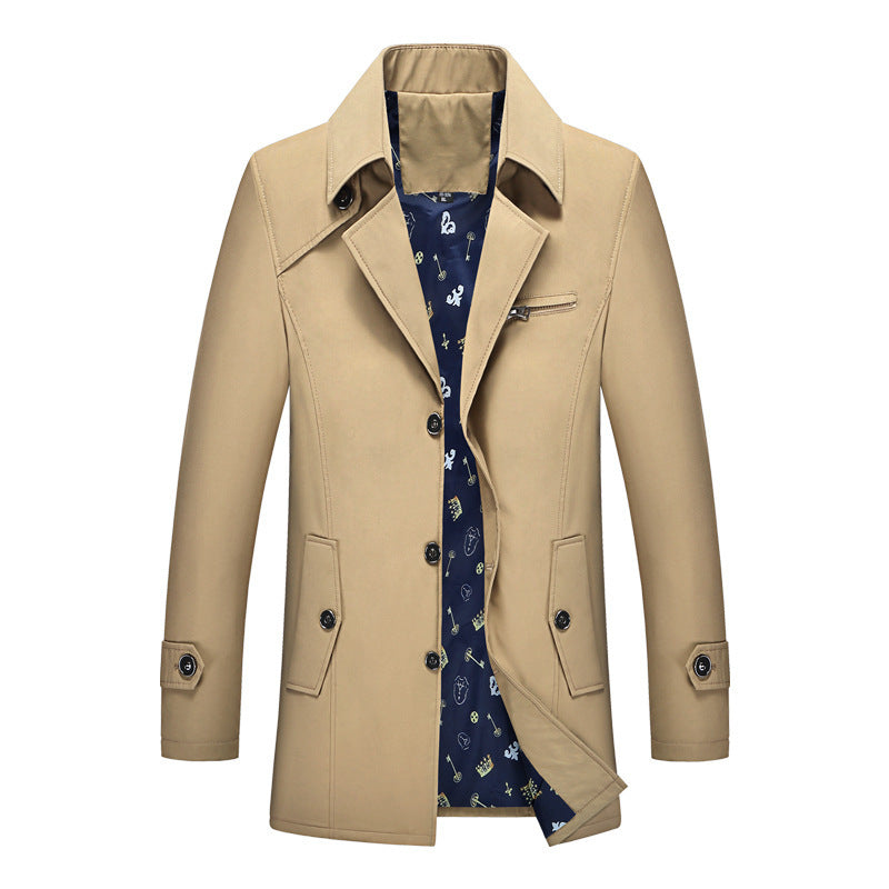 Handsome Men's Coat Business Casual trench coat