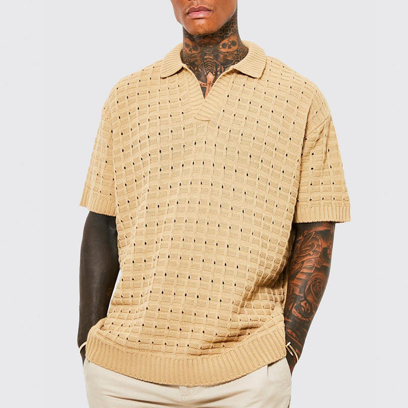 Men's Knitted Short Sleeved Casual polo shirt