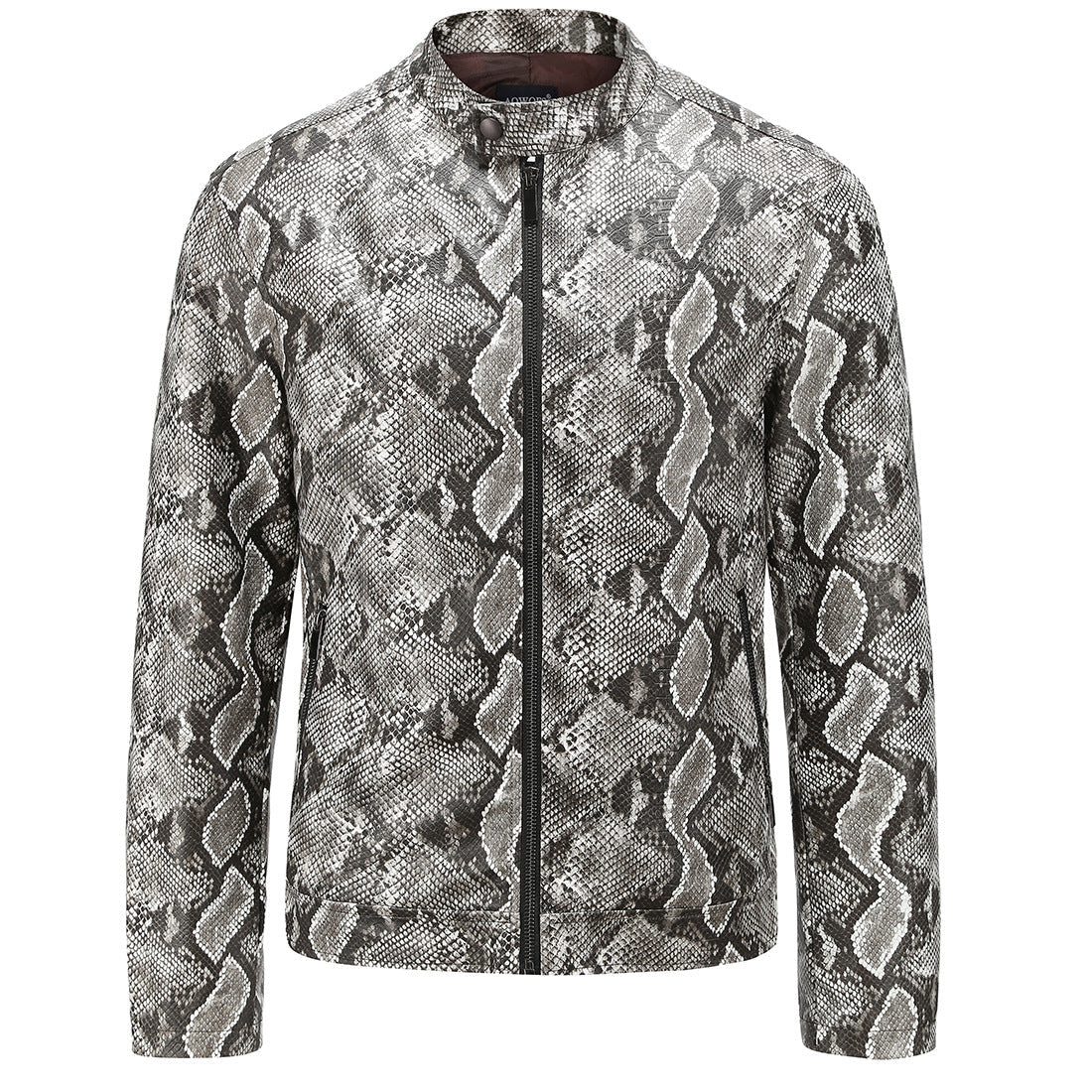 PU leather snakeskin jacket men