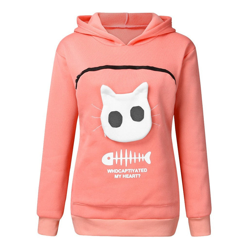 Hooded Sweatshirt With Cat Pet Pocket