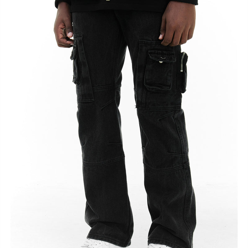 Pantalones de pierna recta con ropa de trabajo funcional con múltiples bolsillos