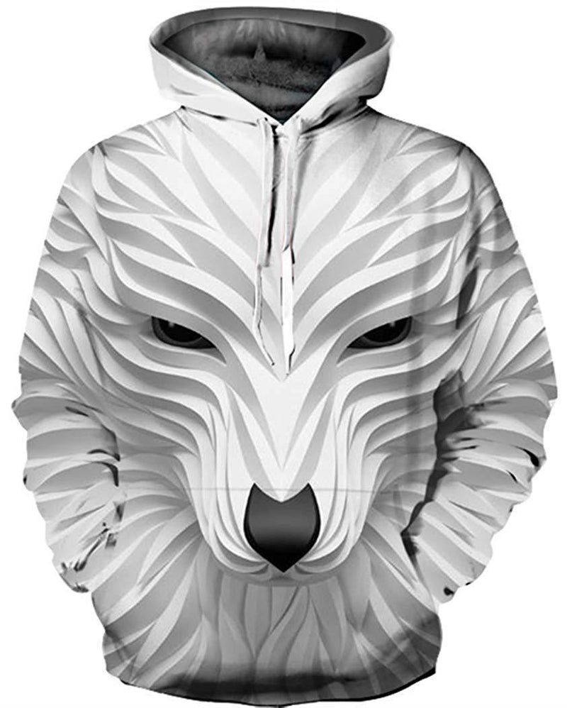 Men Casual Pullovers Hooded Animal 3D Printed Streetwear Sweatshirt