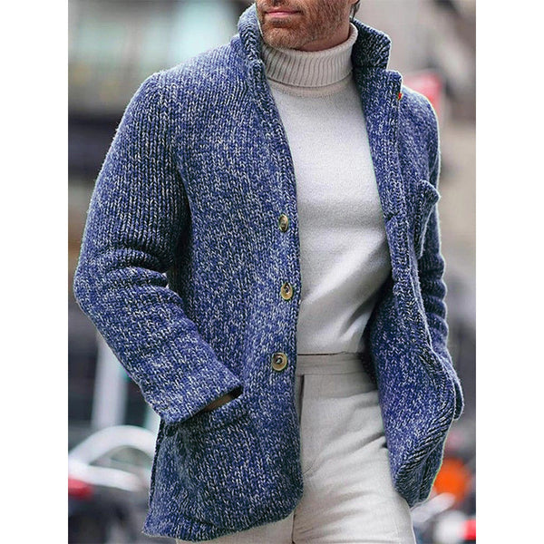 Autumn And Winter  Men's Knitted Cardigan Stand Collar Coat