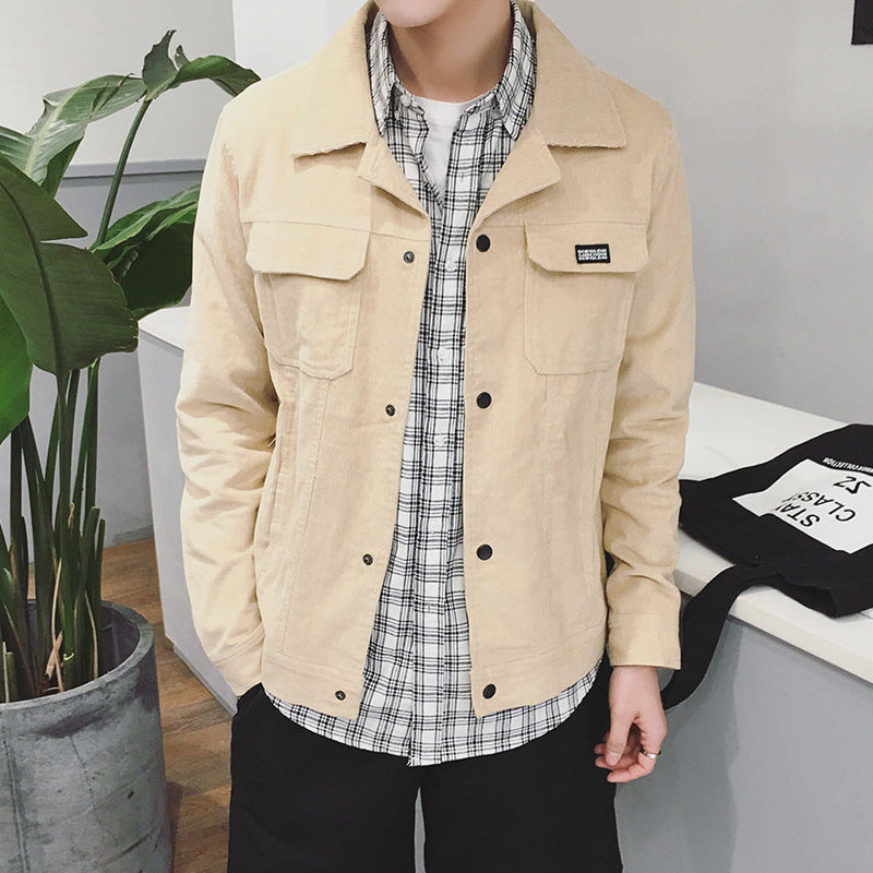 Corduroy baseball jacket men