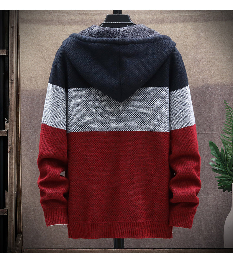 Gradient Color Block Plus Fleece Sweater