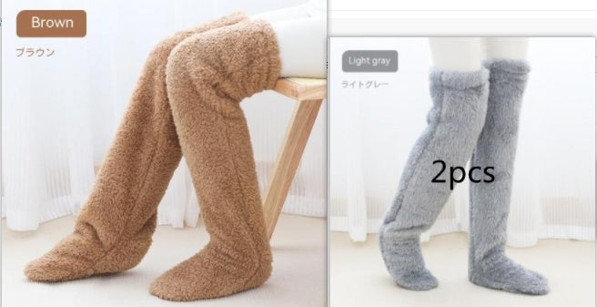 Over Knee High Fuzzy Long Socks Winter Warm Cold Leg Knee Joint Cold-proof Stockings