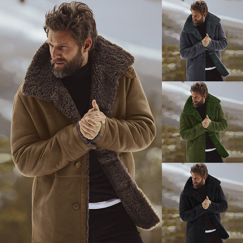 Warm mid-length men's coat