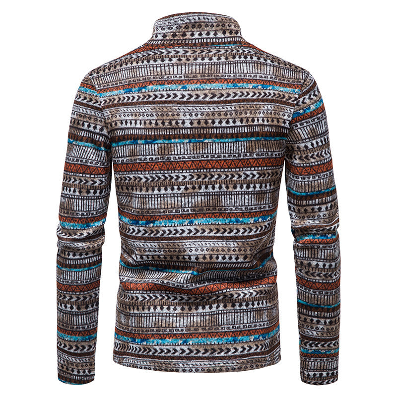 Maglione pullover con collo alto e cerniera da uomo