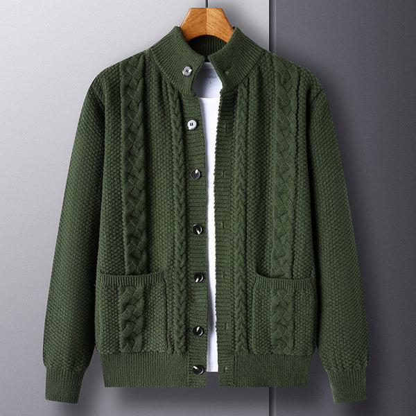 Thick Knit Cardigan Retro Jacquard Loose-fitting Sweater Jacket