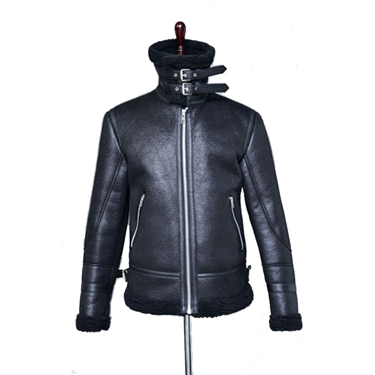 Warm Fur Liner Lapel Leather Jacket