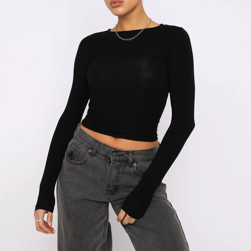 Women's Slim Long-sleeved Pullovers Tops