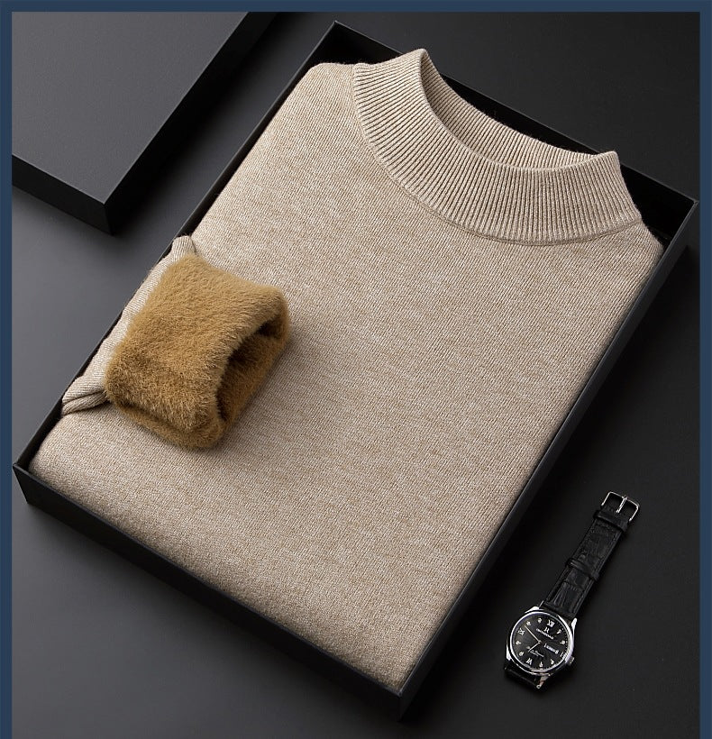 Men's Solid Color With Fur Thickened Mink Knitwear sweater