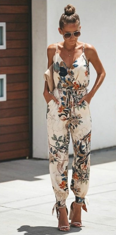 Women's Flowers Print Spaghetti Strap Romper