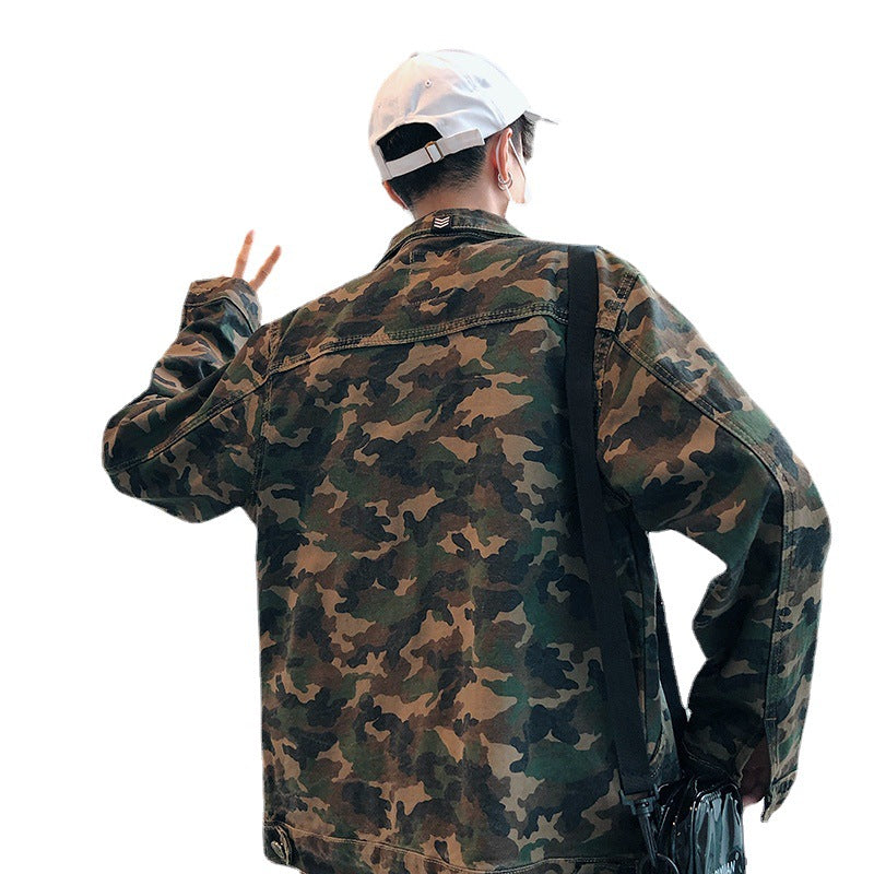 Mens Camouflage Denim Jacket Coat