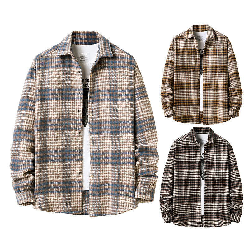 Flannel Thick Plaid Shirt Men's