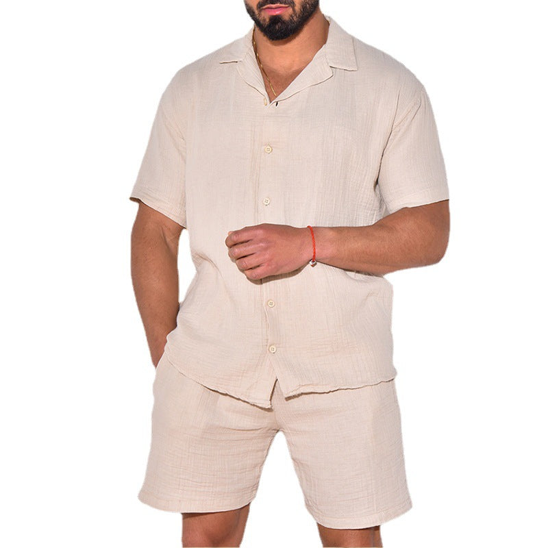 Men's Loose Stretch Casual Cotton Linen Two-piece Suit