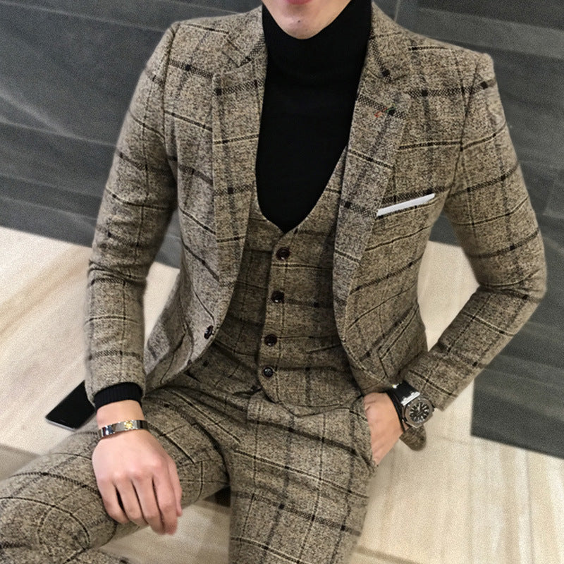 Thick Slim Fit Plaid Suit