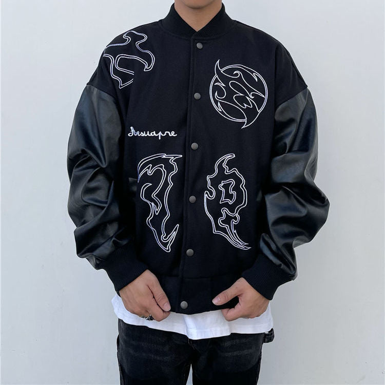 Men's Hip Hop Loose Stitching PU Leather Jacket