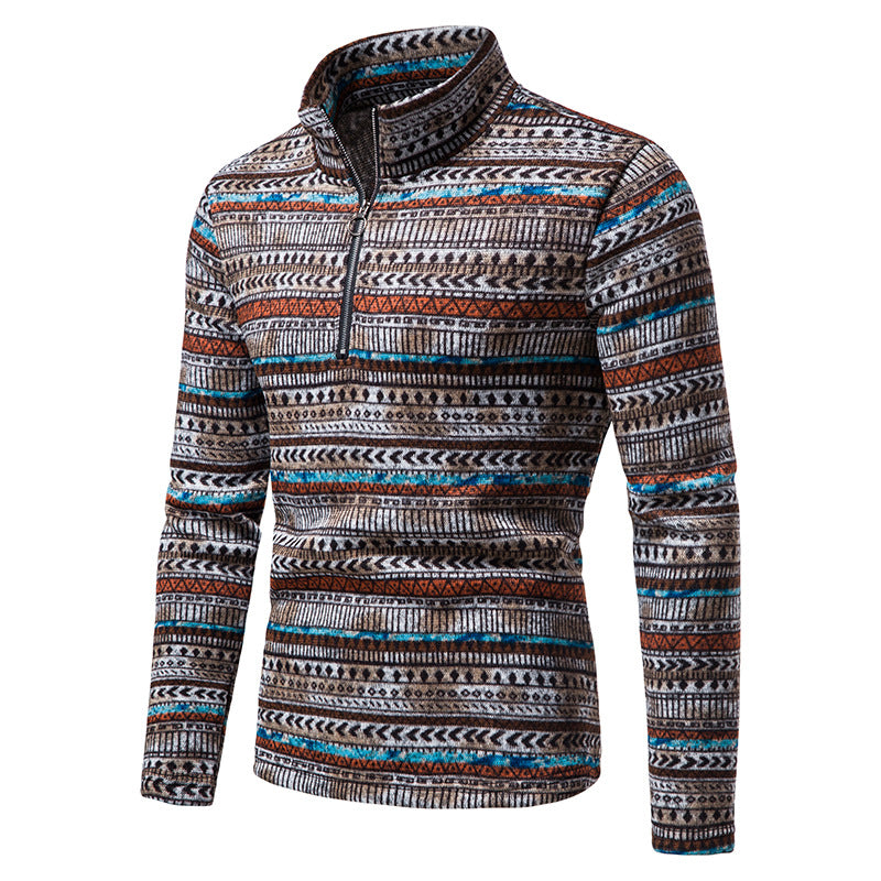 Men's Zipper Stand Collar Pullover sweater