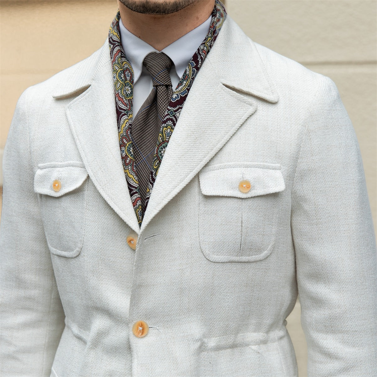 Textured Houndstooth Milan Suit Collar Jacket