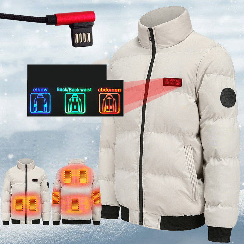 Outdoor Warm Heated Windproof Cotton Padded USB Heating jacket