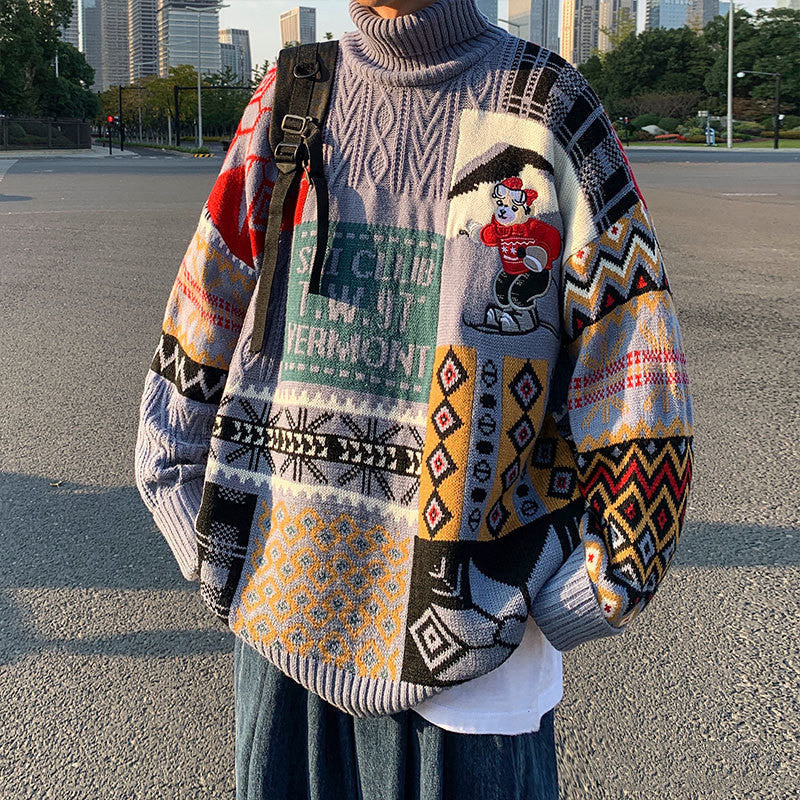 Maglione a collo alto da uomo e da donna, autunno e inverno