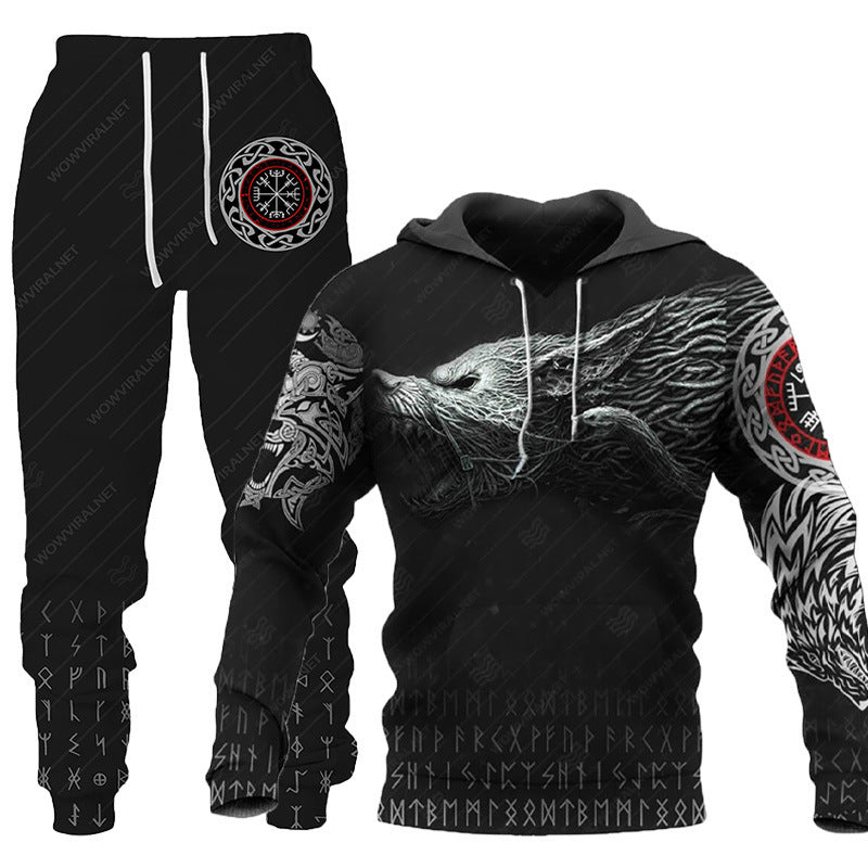 3D Wolf Print Tracksuit Men