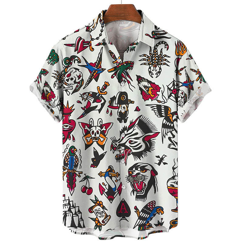 Men's Printing Hawaii Short Sleeve Polo Collar shirt