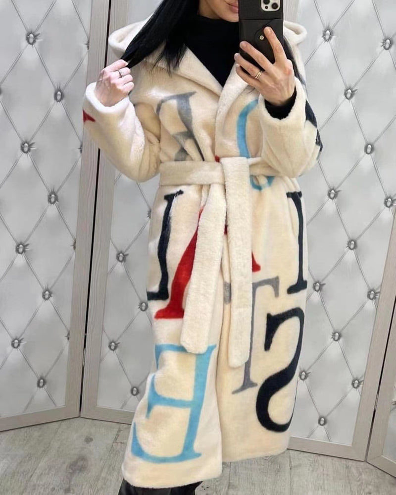 Women's Plus Size Printed Long Coat