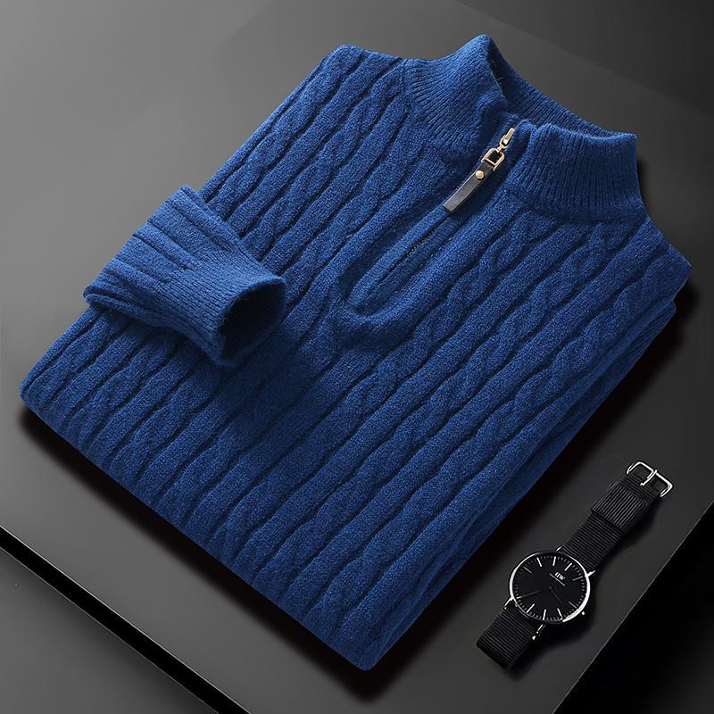 Maglione a mezza cerniera da uomo autunno inverno, maglione a traliccio di diamanti