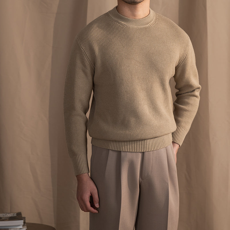 Casuale Ribbed Knit Wool Blend Sweater