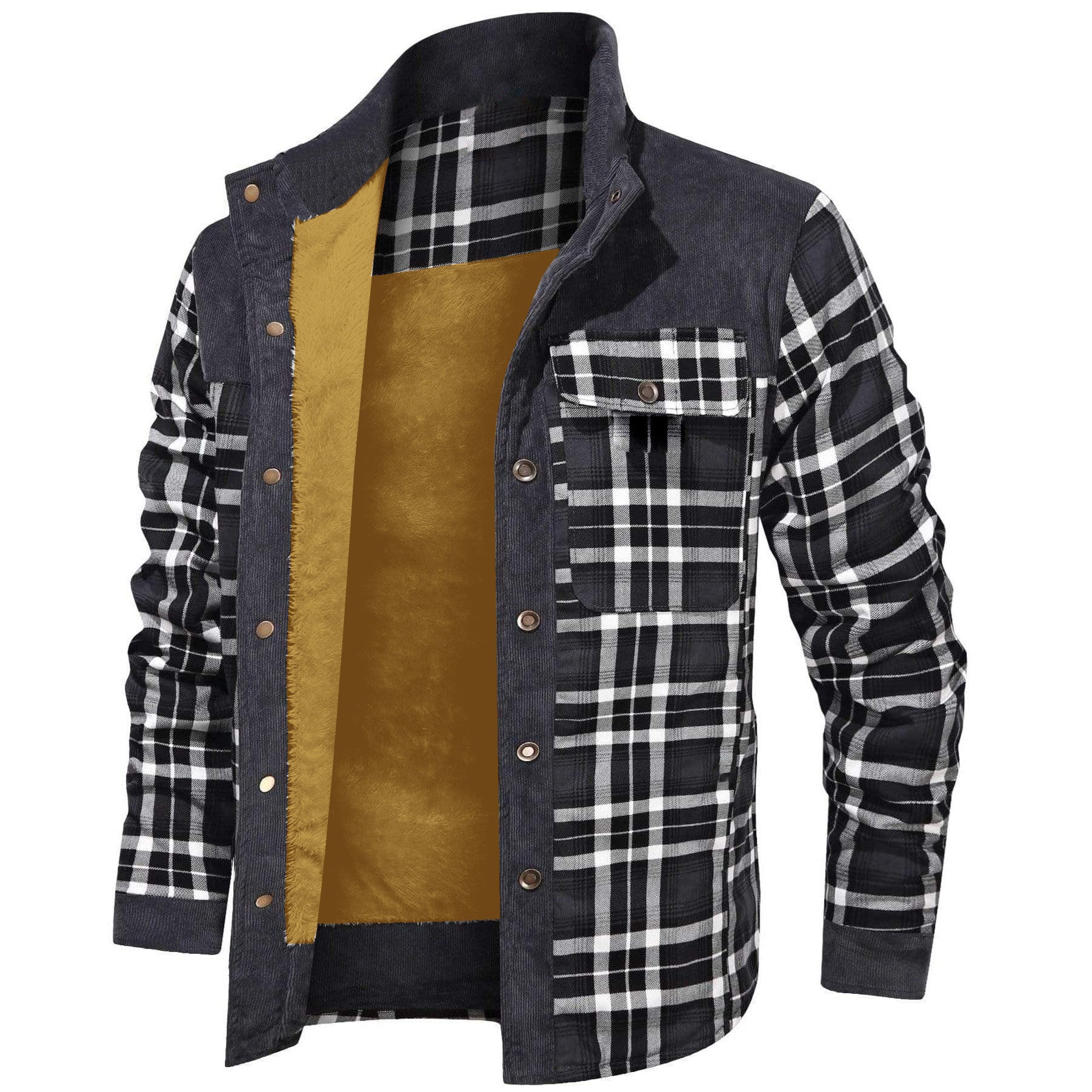 Thickened Wick Dragon Plaid Splicing Shirt Jacket