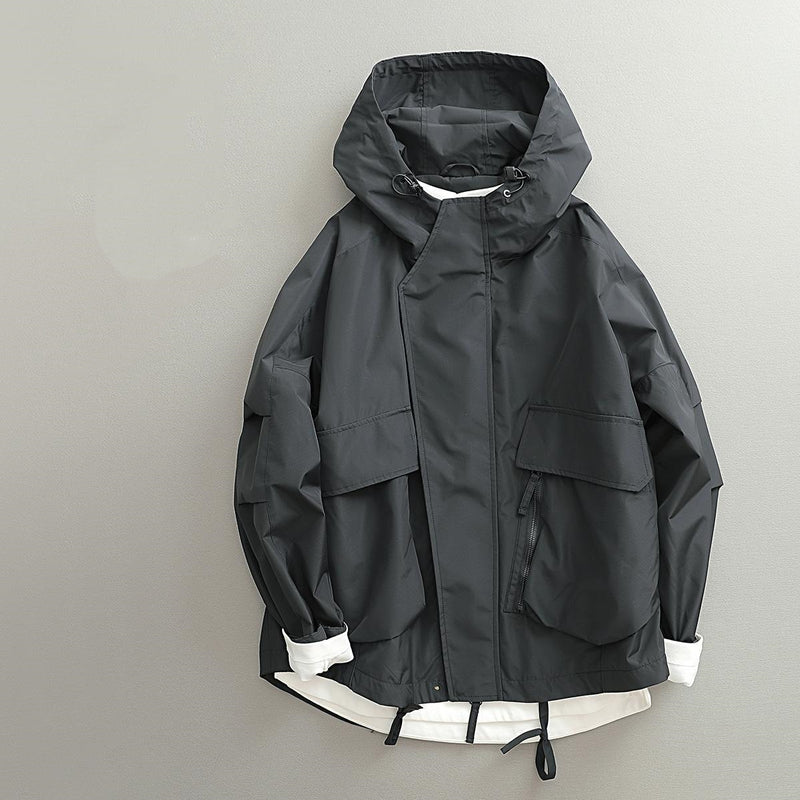 Spring And Autumn Japanese-style Retro Short Windproof Hood Jacket men