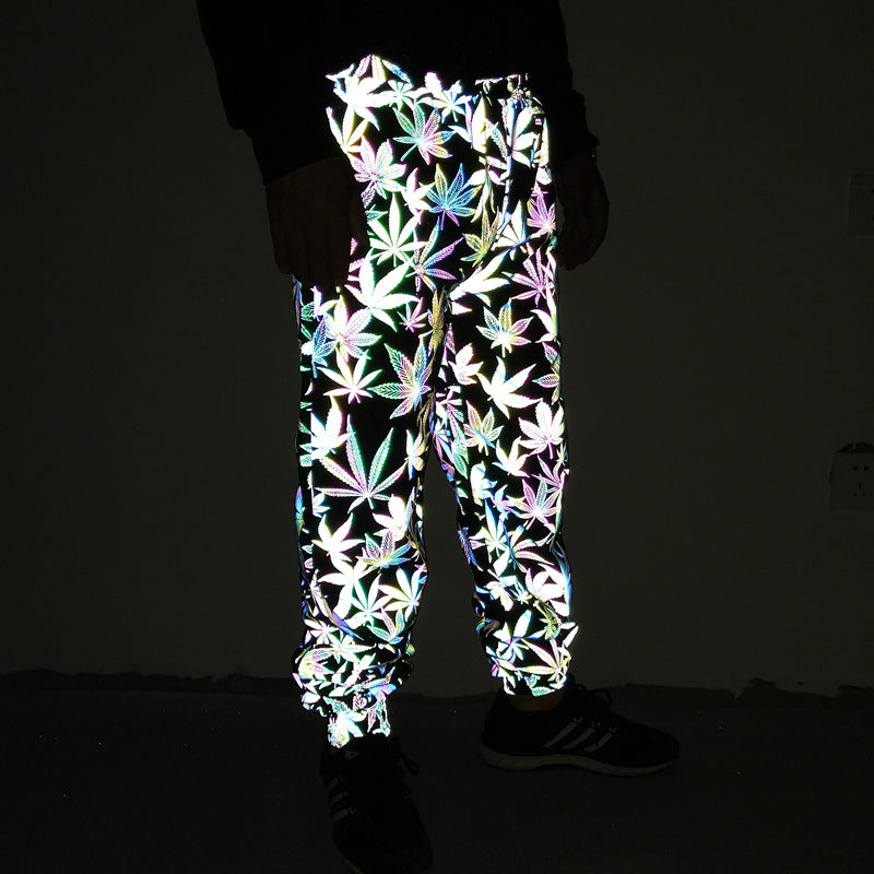 Colored Maple Leaf Reflective Pants Men's