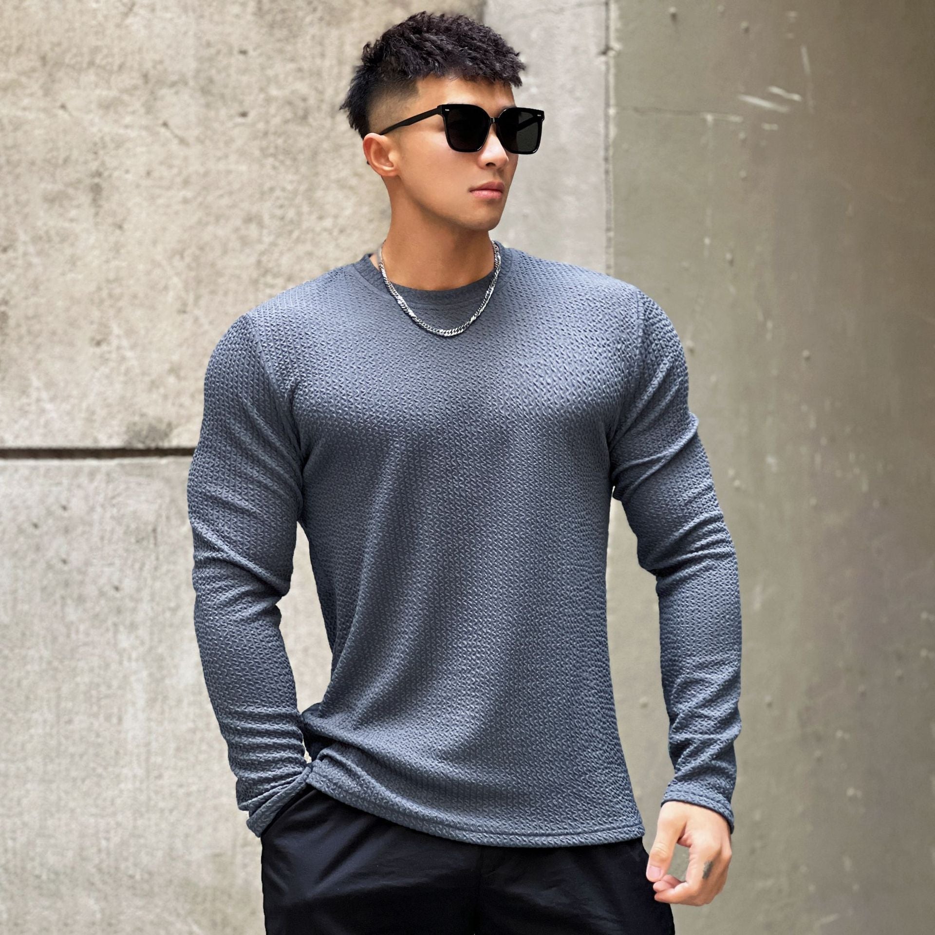 Men's Round Neck Pullover Long Sleeve Bottoming Shirt