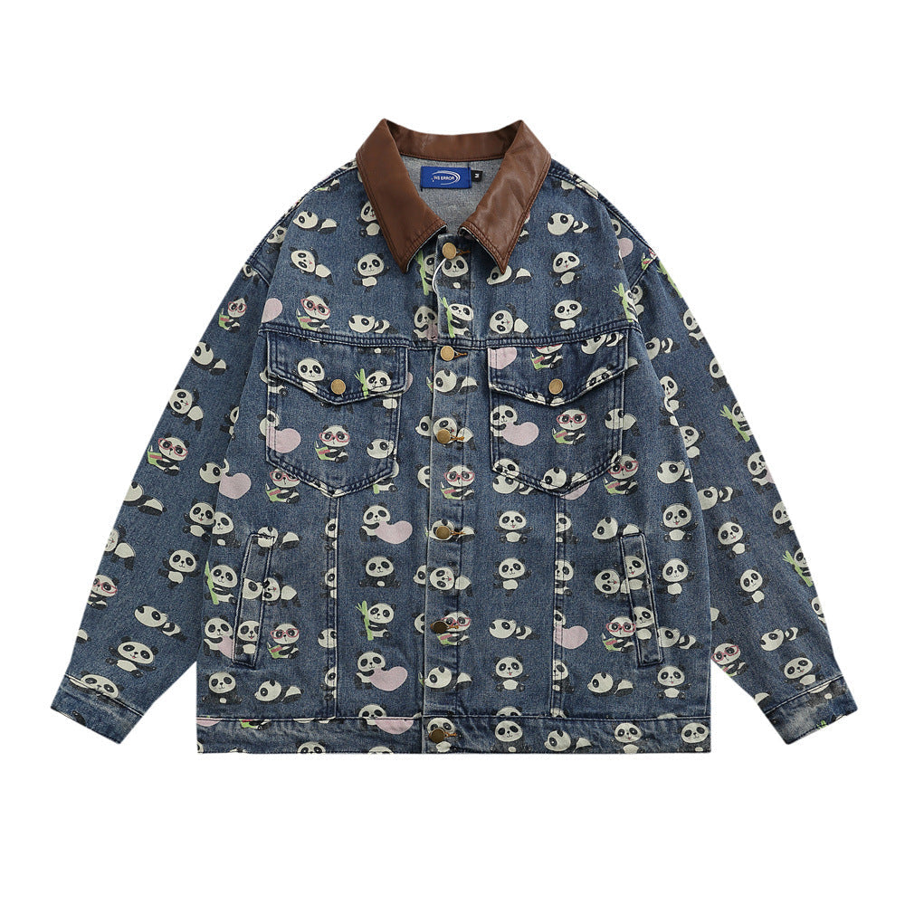 Cartoon Lesser Panda Printed Denim jacket