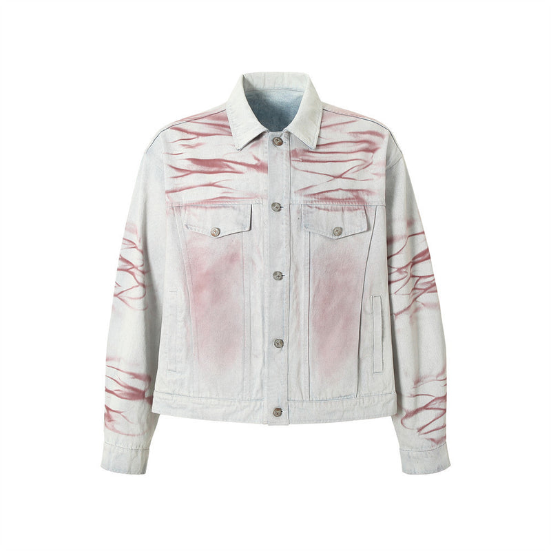 Inkjet Tie-dyed Denim Loose Jacket Men