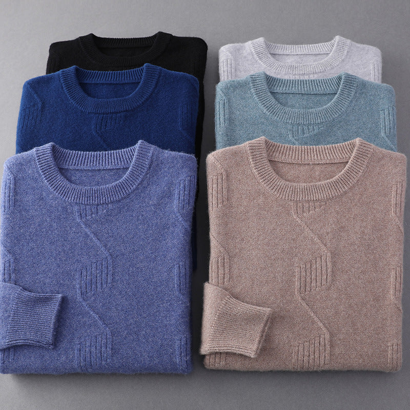 Men's Round Neck Thick Twisted Sweater