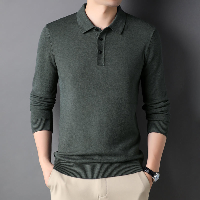 Men's Casual Business Lapel Wool T-shirt