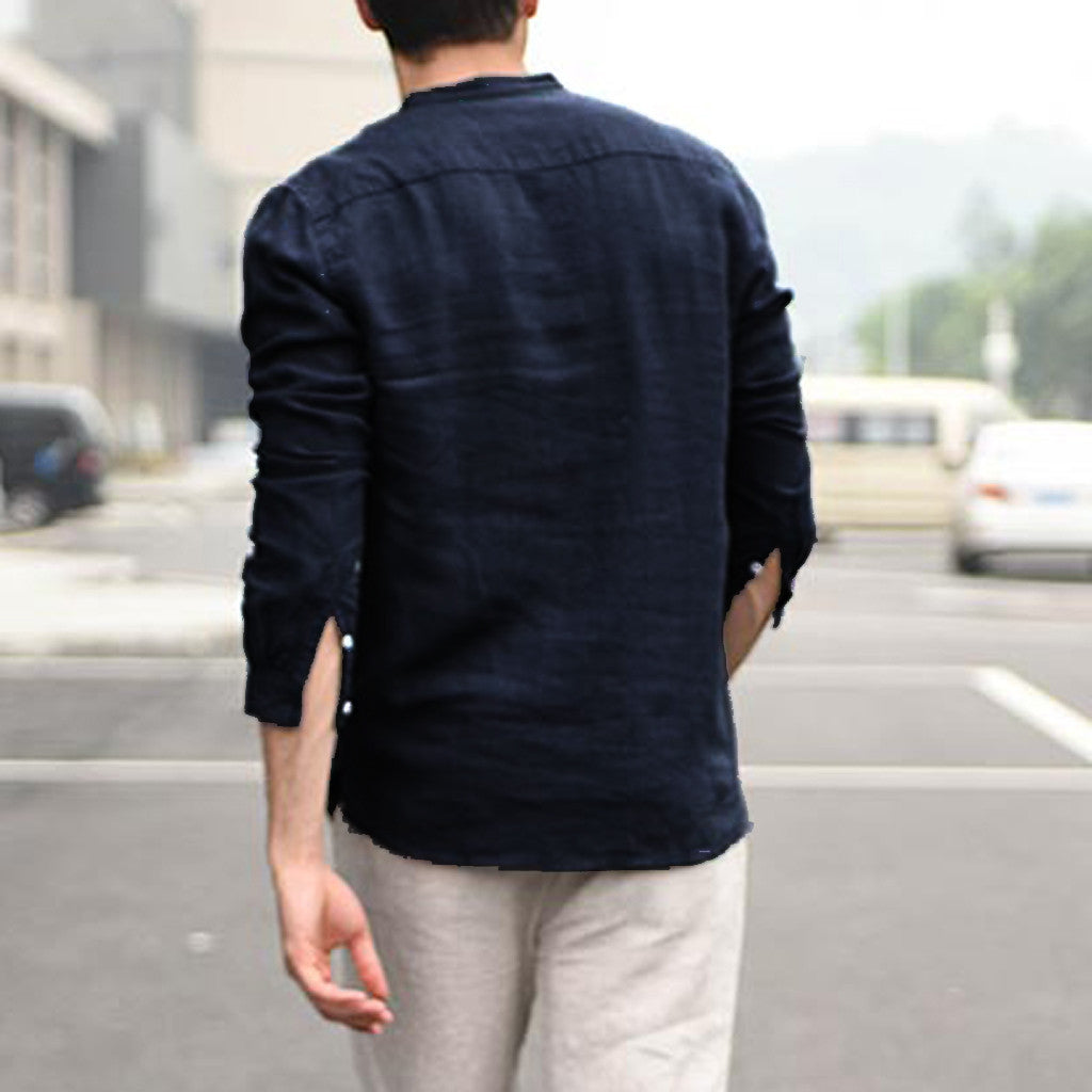 Men Vintage Button Linen Shirts