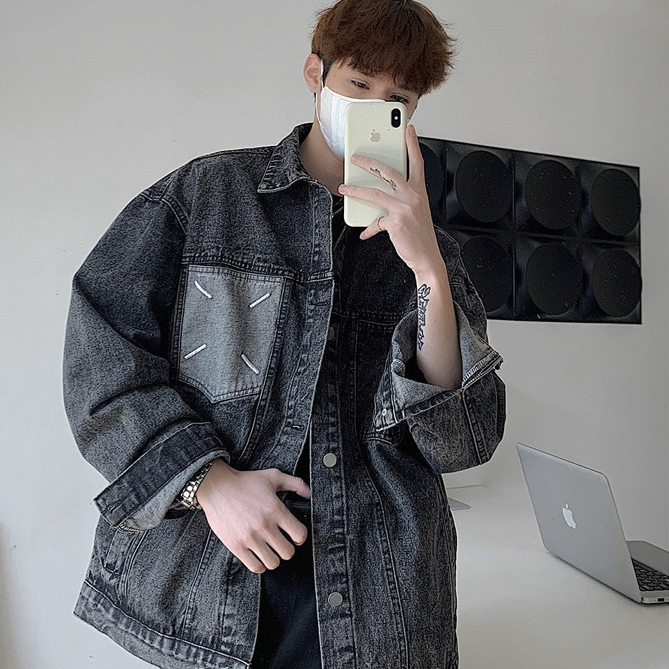 Men's Washable Contrasting Casual Denim Jacket