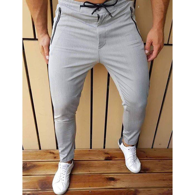 New Men's Zipper Tether Casual Men's Pants