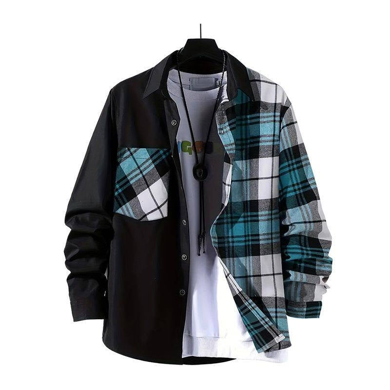 Spring Style Color-contrast Checks Long Sleeve Shirt