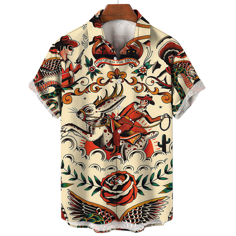 Men's Printing Hawaii Short Sleeve Polo Collar shirt