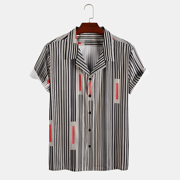 Summer Striped Men's Short Sleeve Thin