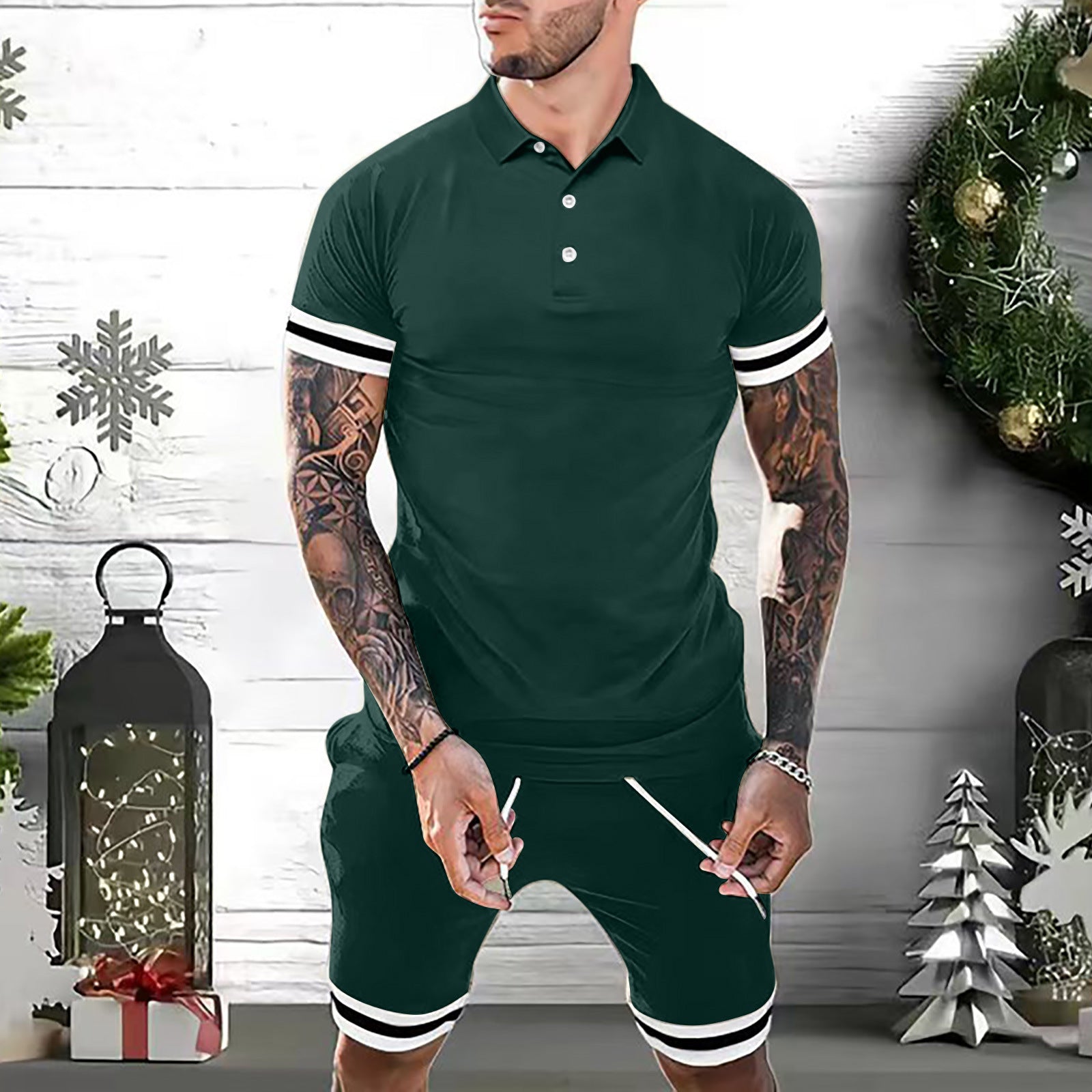 Mens 2 Piece Polo Shirt Tracksuits