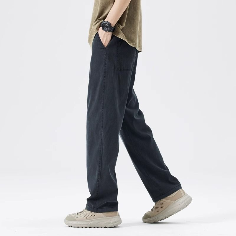 Loose Straight Drooping Denim Wide-leg Pants Men